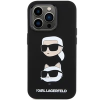 Karl Lagerfeld silikoninis Karl & Choupette galvos dėklas telefonui iPhone 15 Pro Max - juodas