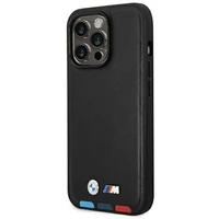 Dėklas BMW BMHMP14L22PTDK iPhone 14 Pro 6.1 "juodas / juoda Odinis Antspaudas Trispalvis Magnetinis