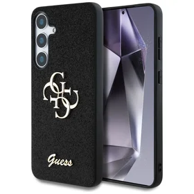 Guess Fixed Glitter Big 4G Metal Logo dėklas telefonui Samsung Galaxy S25 juodas
