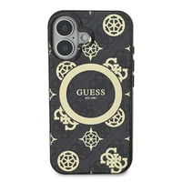 Guess IML Peony On 4G Background MagSafe iPhone 16 dėklas - juodas