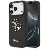 Guess Fixed Glitter Big 4G dėklas telefonui iPhone 17 Pro - juodas