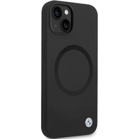 BMW BMHMP14SSILBK2 dėklas iPhone 14 - juodas Signature Liquid Silicone MagSafe