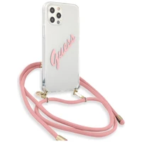 Guess Script Vintage iPhone 12 Pro Max 6.7" dėklas - rožinė
