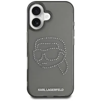Karl Lagerfeld IML Rhinestones Karl Head dėklas telefonui iPhone 16 juodas