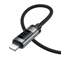 Duomenų kabelis su skaitmenine indikacija USB C į Lightning Hoco PD 27W 1,2 m U148 juodas