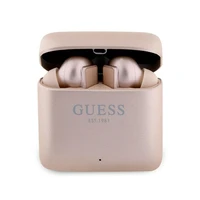 Guess GUTWSSU20ALEGP TWS Bluetooth ausinės + įkrovimo stotelė rožinis auksas/rožinis auksas spausdintas logotipas