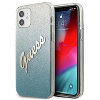 Guess GUHCP12SPCUGLSBL iPhone 12 mini 5.4" mėlynas/mėlynas kietas dėklas Glitter Gradient Script