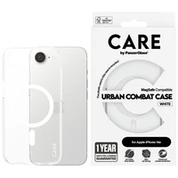 CARE by PanzerGlass Flagmanas Urban Combat Balta Magnetinis iPhone 16e dėklas - skaidrus