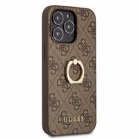 Guess GUHCP13L4GMRBR iPhone 13 Pro / 13 6.1" rudas/rudas kietas dėklas 4G su žiedo stovu