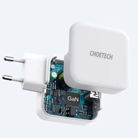 "Choetech" greitasis sieninis įkroviklis "GaN" USB C tipo PD USB-A QC3.0 65W 3,25A, baltas (PD8002)
