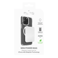 Puro Slim Power Mag 4200mAh Išorinė baterija su Magnetiniu USB-C - Balta