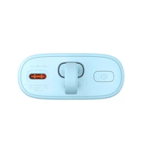 Baseus Popsicle 5200mAh 20W išorinė baterija su įmontuotu Lightning kabeliu (+ baltas Baseus Simple USB-C - USB-C 60W/20V/3A/30cm kabelis) - mėlyna-oranžinė