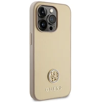 Guess GUHCP15XPS4DGPD iPhone 15 Pro Max 6.7" auksinis/auksinis kietas dėklas Strass Metalinis Logotipas