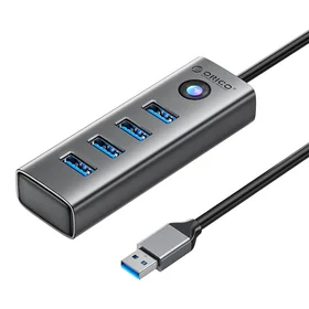 Orico PDD4U USB į 4x USB 3.0 Hub adapteris (pilkas)