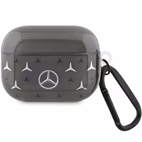 Mercedes MEAP8DPMGS AirPods Pro dėklas su didelio žvaigždės rašto dizainu, juodas