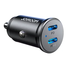 Joyroom JR-CCN06 30W 2x USB-C mini automobilinis įkroviklis metalinis - juodas