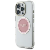 Guess IML Metal Colored Circle Classic Logo Magnetinis dėklas telefonui iPhone 16 Pro - rožinis