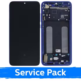 Ekranas skirtas Xiaomi Mi 9 Lite su rėmeliu / Aurora Blue / (Service Pack)