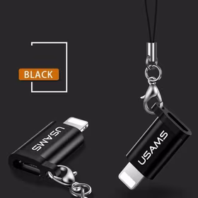 USAMS Adapter microUSB-lightningsu dirželiu juodas SJ152ML01 (US-SJ152)