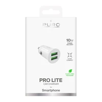 Puro Pro Lite automobilinis įkroviklis 2x USB-A 10W - baltas