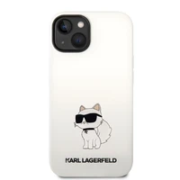 Karl Lagerfeld silikoninis Choupette dėklas telefonui iPhone 14 Plus - baltas
