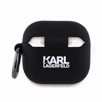 Karl Lagerfeld silikoninis Karl&Choupette galvos 3D dėklas AirPods 4 - juoda