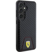 Ferrari Carbon Stitched Bottom dėklas telefonui Samsung Galaxy S24 - juodas