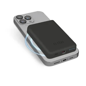 SBS TEBB5000MAG1CK Belaidė išorinė baterija 5000 mAh USB-C, suderinama su MagSafe - juoda