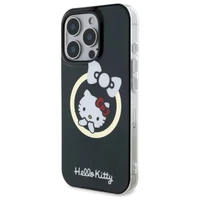 Hello Kitty IML Linksmas kaspinas magnetinis iPhone 16 Pro dėklas - juodas