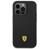 Dėklas telefonui Ferrari FEHCP14LSIBBK iPhone 14 Pro 6.1 - juodas silikoninis metalinis logotipas