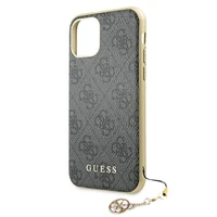 Guess GUHCN61GF4GGR iPhone 11 6.1" / Xr pilkas/pilkas kietas dėklas 4G Charms Collection