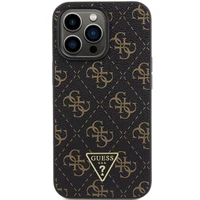 Guess 4G Triangle Metal Logo dėklas telefonui iPhone 14 Pro Max - juodas