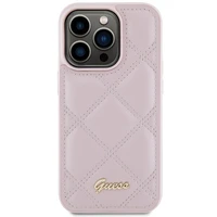 Guess Quilted Metal Logo dėklas telefonui iPhone 15 Pro Max - rožinis