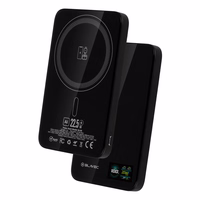 Blavec Išorinė baterija 5000mAh BJ-04 Itin Plona 7,8mm - Type C - 22,5W magnetinė Magsafe 3 in 1 (PBBJ04-MC5B) juoda stiklas