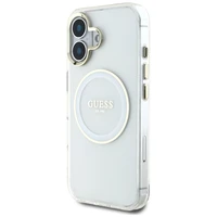 Guess IML Metal Colored Circle Classic Logo Magnetinis dėklas telefonui iPhone 16 - baltas