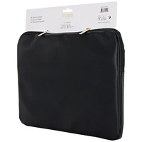 Guess grūdėtos tekstūros užtrauktuku užsegamas dėklas su trikampiu logotipu 14" nešiojamam kompiuteriui - juodas