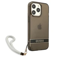 Guess GUHCP13LHTSGSK iPhone 13 Pro / 13 6.1" juodas/juodas kietas dėklas permatomas dirželis