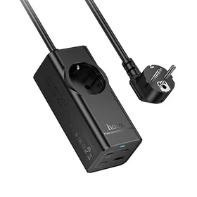 Maitinimo juosta 2 m Hoco 1 lizdas + USB A + 3 x USB C QC3.0 PD 3A 67W NS9 juoda