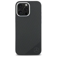 Mercedes MEHMP16L23SUGDK iPhone 16 Pro 6.3" juodas kietasis dėklas silikoninis su toniniu logotipu ir medžio raštu Magnetinis (MagSafe)
