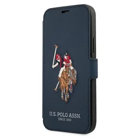 US Polo USFLBKP12MPUGFLNV iPhone 12/12 Pro 6,1" mėlynas knygos tipo dėklas Polo Embroidery Collection