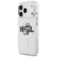 Karl Lagerfeld IML Glitter Karl & Choupette Sketch Logo Magnetinis dėklas telefonui iPhone 17 Pro - skaidrus