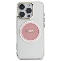 Guess IML Metal Colored Circle Classic Logo Magnetinis dėklas telefonui iPhone 16 Pro - rožinis
