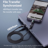 Yesido adapteris OTG GS24 - Type C (vyras) į Type C (moteris) - su LCD ekranu juodas