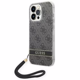 Guess GUOHCP14LH4STK iPhone 14 Pro 6.1 "juodas / juodas kietas dėklas 4G spauda Dirželis