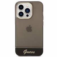 Guess GUHCP14LHGCOK iPhone 14 Pro 6.1 juodas / juodas kietasis dėklas permatomas