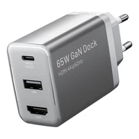 "Vention FJAH0-EU" USB(C+A)+HDMI GaN tinklo įkroviklis (60W/5W/4K@60Hz) (pilka)