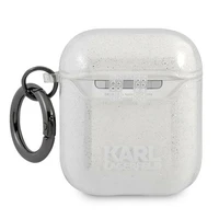 Karl Lagerfeld blizgus Karl's Head dėklas AirPods 1/2 ausinėms - sidabrinis