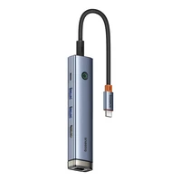 5 prievadų HUB AIR Baseus UltraJoy Series Type-C - HDMI, USB3.0x2, PD, RJ45 (pilkas)