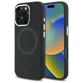 Mercedes silikoninis toninis logotipas Magnetinis dėklas telefonui iPhone 16 Pro - juodas