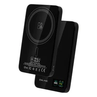 Blavec Išorinė baterija 5000mAh BJ-04 Itin Plona 7,8mm - Type C - 22,5W magnetinė Magsafe 3 in 1 (PBBJ04-MC5B) juoda stiklas